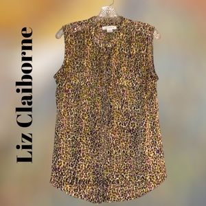 Liz Claiborne Sleeveless Sheer Top Size Large
